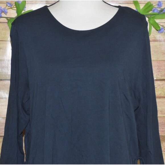 Pure Jill Ladies Navy Blue Layered Side Tie Tunic Pullover Top Size XL 3/4 Sleev - Picture 2 of 10